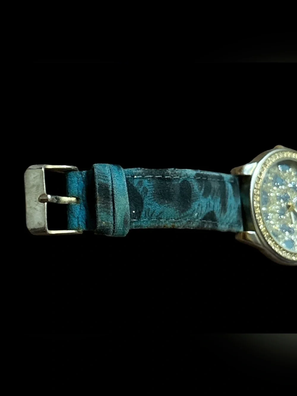 Crystal Accent Blue Leopard Print Strap Women's Watch